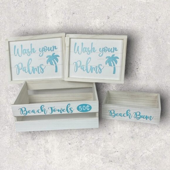 NEW Elegant Designs Costal Beach Wooden Boxes Towel Toilet Paper‎ Holders Decor - Picture 2 of 13